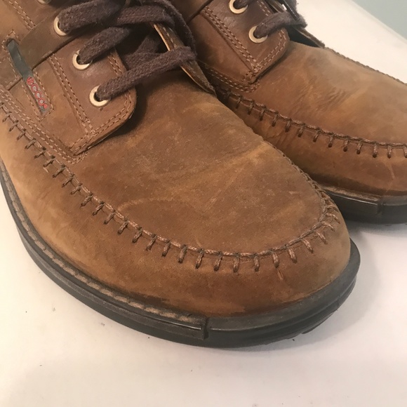 ECCO brown distressed  leather shoes main image 14